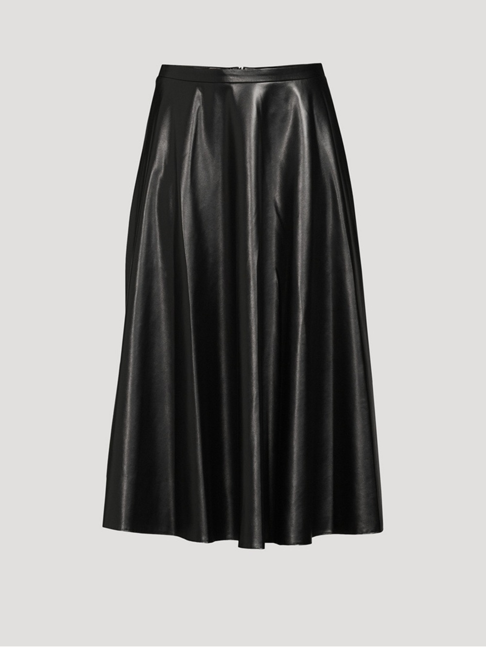 Akris Punto black vegan leather midi/ maxi circle skirt 12